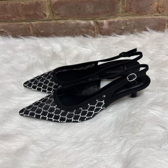 A New Day Women's Black Gigi Embellished Slingback Kitten Heels Size 7.5 NEW - Picture 3 of 8